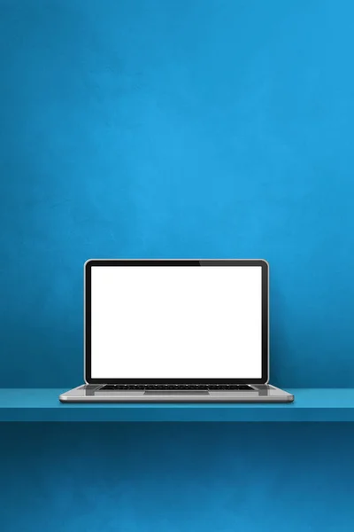 Laptopcomputer Blauwe Plank Verticale Achtergrond Illustratie — Stockfoto