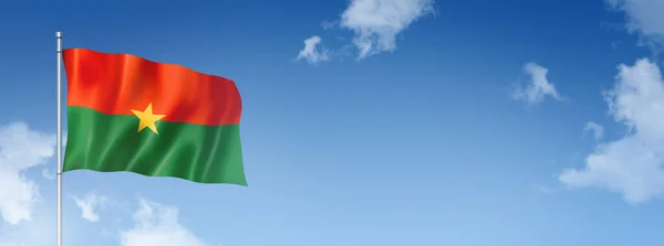 Drapeau Burkina Faso Rendu Tridimensionnel Isolé Sur Ciel Bleu Bannière — Photo