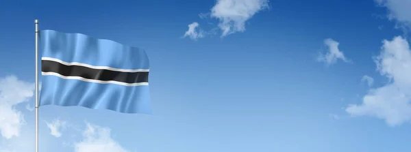 Bandiera Botswana Resa Tridimensionale Isolata Cielo Blu Bandiera Orizzontale Illustrazione — Foto Stock