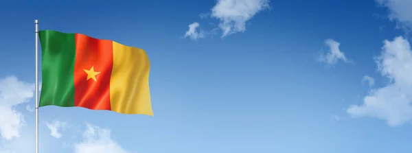 Kamerun Flagge Dreidimensionale Darstellung Isoliert Auf Blauem Himmel Horizontale Fahne — Stockfoto