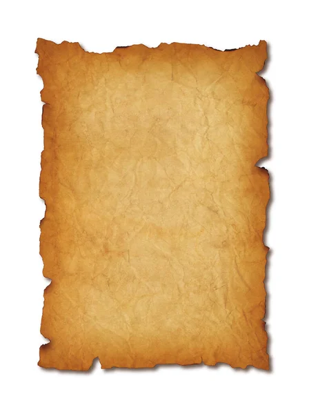 Old Mediaeval Paper Sheet Parchment Scroll Isolated White Background Shadow — Fotografia de Stock