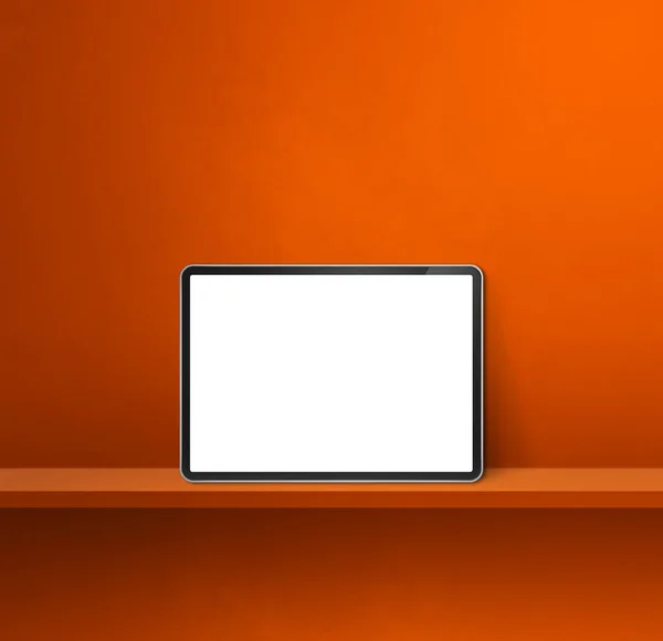 Digital Surfplatta Orange Vägghylla Fyrkantig Bakgrund Banner Illustration — Stockfoto