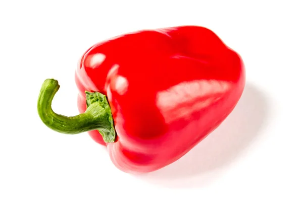 Φρέσκο Οργανικό Κόκκινο Bell Pepper Απομονωμένο Λευκό Φόντο — Φωτογραφία Αρχείου