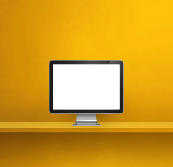 Computer Gelbes Wandregal Hintergrund Illustration — Stockfoto