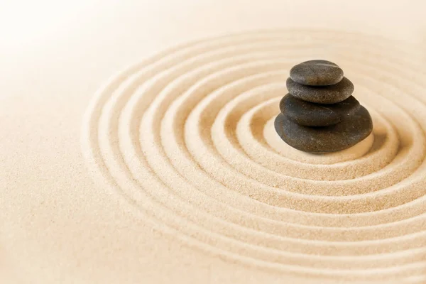 Black Stones Pile Sand Zen Japanese Garden Background Scene — Stock Photo, Image