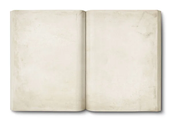 Eski Lekeli Açık Kitap Beyaza Izole Edilmiş — Stok fotoğraf