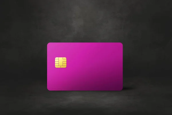 粉红信用卡模板上的黑色混凝土背景 3D插图 — 图库照片