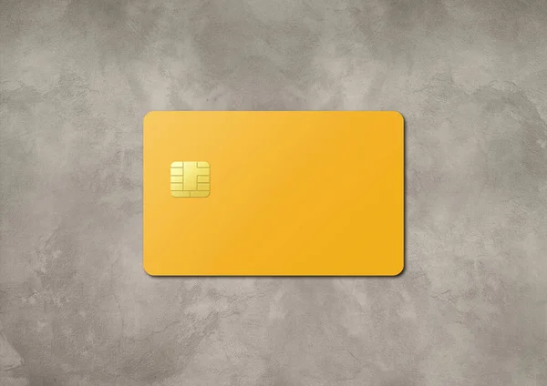 Yellow Credit Card Template Concrete Background Illustration — Stock Photo, Image