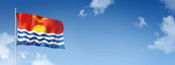 Σημαία Κιριμπάτι Τρισδιάστατη Απόδοση Απομονωμένη Γαλάζιο Ουρανό Οριζόντια Σημαία Απεικόνιση — Φωτογραφία Αρχείου