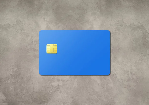 Blue Credit Card Template Concrete Background Illustration — стоковое фото