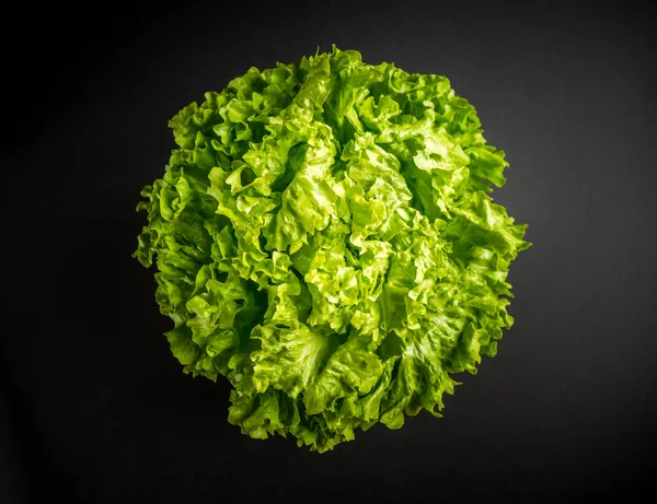 Salada Alface Fresca Isolada Sobre Fundo Preto — Fotografia de Stock