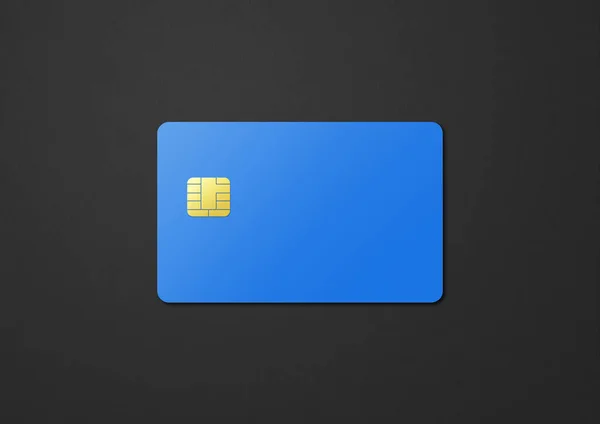 Blue Credit Card Template Isolated Black Background Illustration — стоковое фото