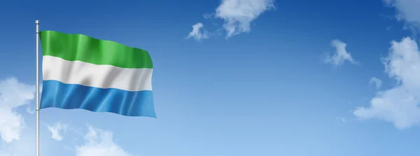 Drapeau Sierra Leone Rendu Tridimensionnel Isolé Sur Ciel Bleu Bannière — Photo