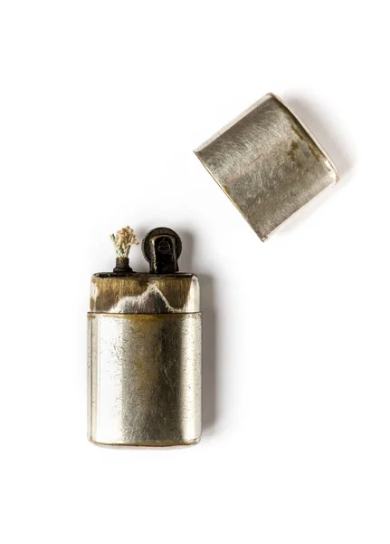 Vieux Briquet Vintage Classique Isolé Sur Fond Blanc — Photo