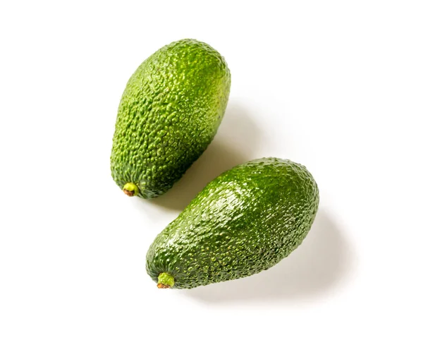 Zwei Frische Avocados Isoliert Auf Weißem Hintergrund — Stockfoto