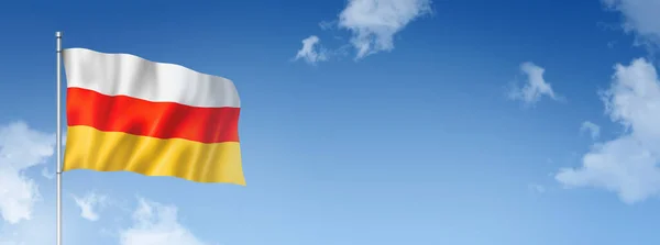 South Ossetia Flag Three Dimensional Render Isolated Blue Sky Horizontal — Stock fotografie