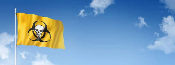 Σημαία Βιολογικού Κινδύνου Τρισδιάστατη Απόδοση Απομονωμένη Γαλάζιο Ουρανό Απεικόνιση — Φωτογραφία Αρχείου