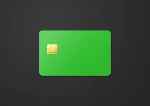 Green Credit Card Template Isolated Black Background Illustration — Stock Photo, Image