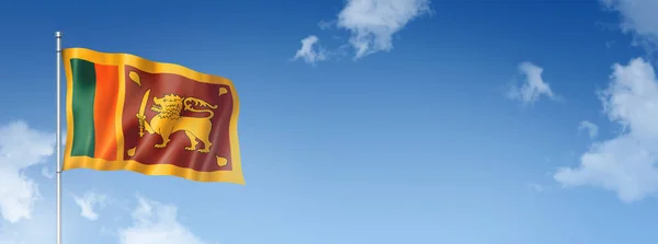 Sri Lankas Flagge Dreidimensionales Rendering Isoliert Vor Blauem Himmel Horizontale — Stockfoto