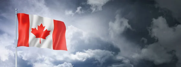 Прапор Канади Хмарному Небі Тривимірний Рендеринг — стокове фото