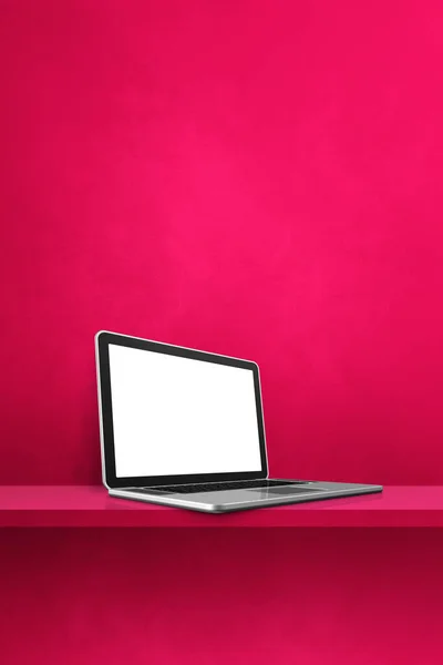 Laptop Computer Pink Shelf Vertical Background Illustration — Fotografia de Stock