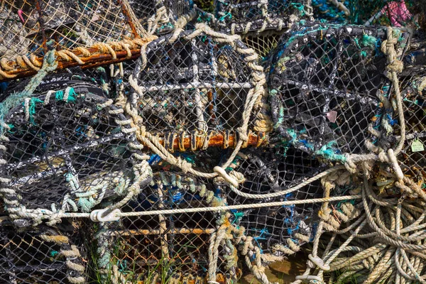 Traditional Fishing Traps Closeup View Brittany Harbor France — Stock Photo, Image