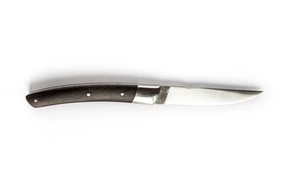 Παραδοσιακό Ξύλινο Μαχαίρι Τσέπης Απομονωμένο Λευκό Φόντο — Φωτογραφία Αρχείου