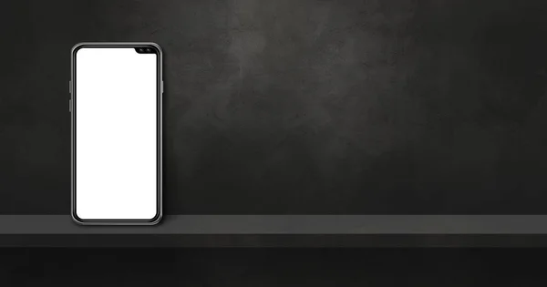 Mobile Phone Black Wall Shelf Horizontal Background Banner Illustration — Stock Photo, Image