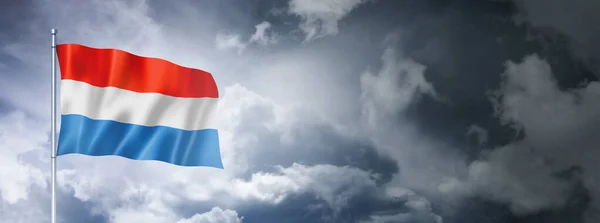 Люксембурзький Прапор Хмарному Небі Тривимірне Зображення — стокове фото