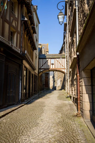 Calle Medieval Ciudad Saint Malo Bretaña Francia —  Fotos de Stock