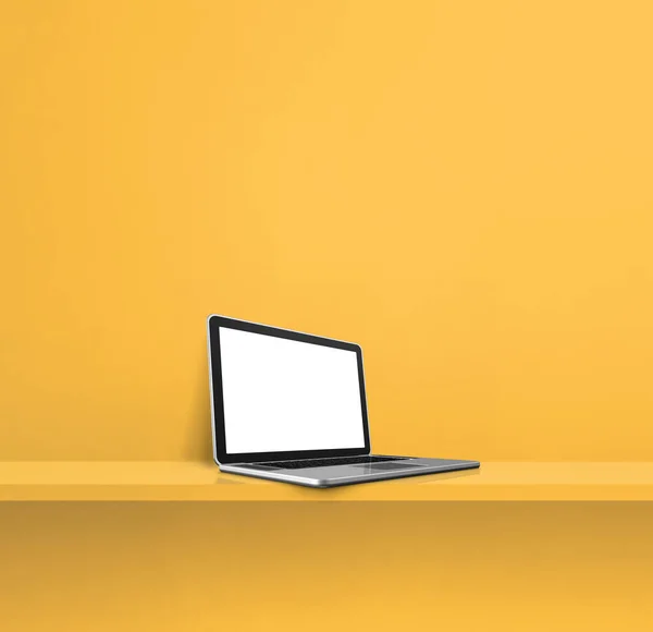 Laptop Komputer Żółtej Półce Kwadratowe Ilustracja — Zdjęcie stockowe