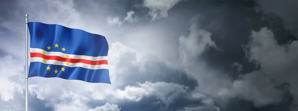 Cape Verde Flag Cloudy Sky Three Dimensional Render — Stock Photo, Image