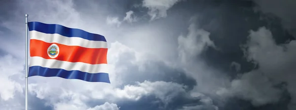 Costa Rica Flag Cloudy Sky Three Dimensional Render — Stock Photo, Image