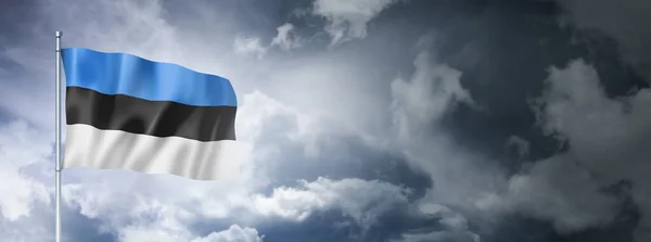 Estonia Flag Cloudy Sky Three Dimensional Render — Stock Photo, Image