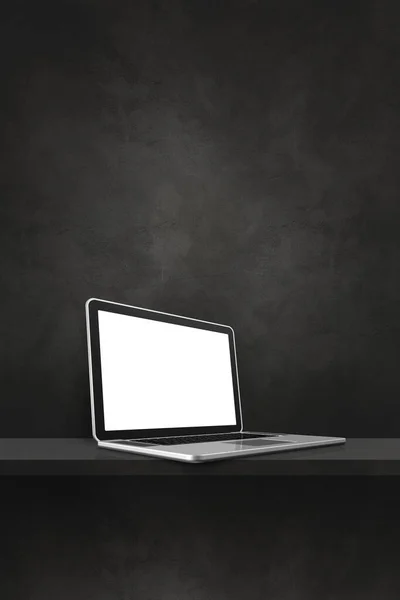 Laptop Számítógép Fekete Polcon Függőleges Háttér Illusztráció — Stock Fotó