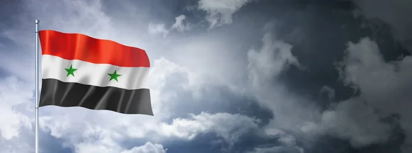 Syrien Flagge Bewölkten Himmel Dreidimensionale Darstellung — Stockfoto