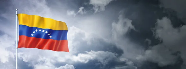 Bandeira Venezuela Céu Nublado Renderização Tridimensional — Fotografia de Stock