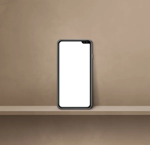 Mobiele Telefoon Bruine Wandplank Vierkante Achtergrond Illustratie — Stockfoto