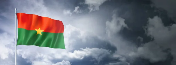 Burkina Faso Vlajka Zamračené Obloze Trojrozměrná Vykreslení — Stock fotografie