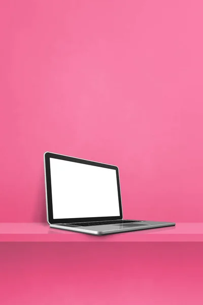 Laptop Computer Pink Shelf Vertical Background Illustration — Stok fotoğraf