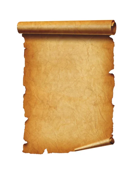 Starý Středověký List Papíru Pergamenový Svitek Izolovaný Bílém Pozadí — Stock fotografie