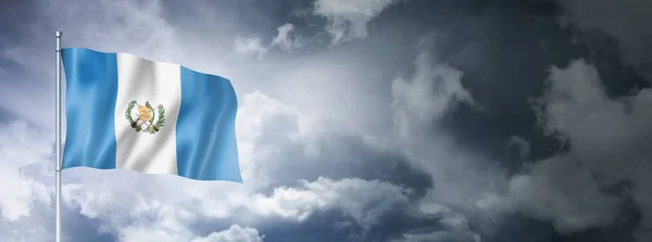 Guatemala Flag Cloudy Sky Three Dimensional Render — Foto de Stock