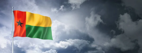 Guinea Bissau Flag Cloudy Sky Three Dimensional Render — Photo