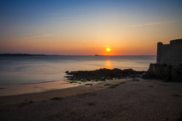 Пляж Сен Мало Мыс Фабрегас Закате Бриттания Франции — стоковое фото