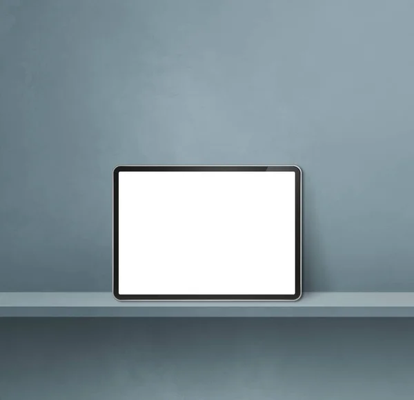 Tablet Digital Estante Pared Gris Banner Fondo Cuadrado Ilustración — Foto de Stock