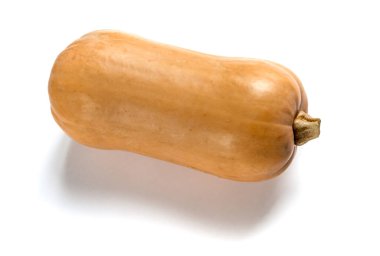 Beyaz arka planda izole edilmiş taze organik tereyağı kabağı.