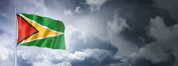 Флаг Гайаны Облачном Небе Трехмерное Изображение — стоковое фото