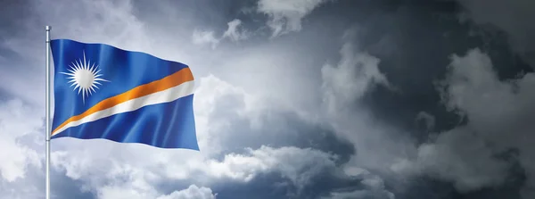 Marshall Islands Flag Cloudy Sky Three Dimensional Render — Φωτογραφία Αρχείου