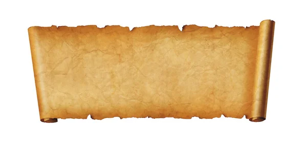 Старий Паперовий Горизонтальний Банер Пергаментний Прокрутка Ізольовано Білому Тлі — стокове фото