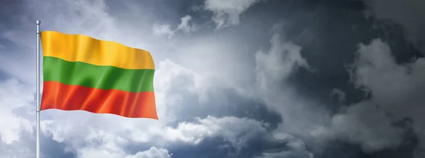 Lithuania Flag Cloudy Sky Three Dimensional Render — Stock fotografie